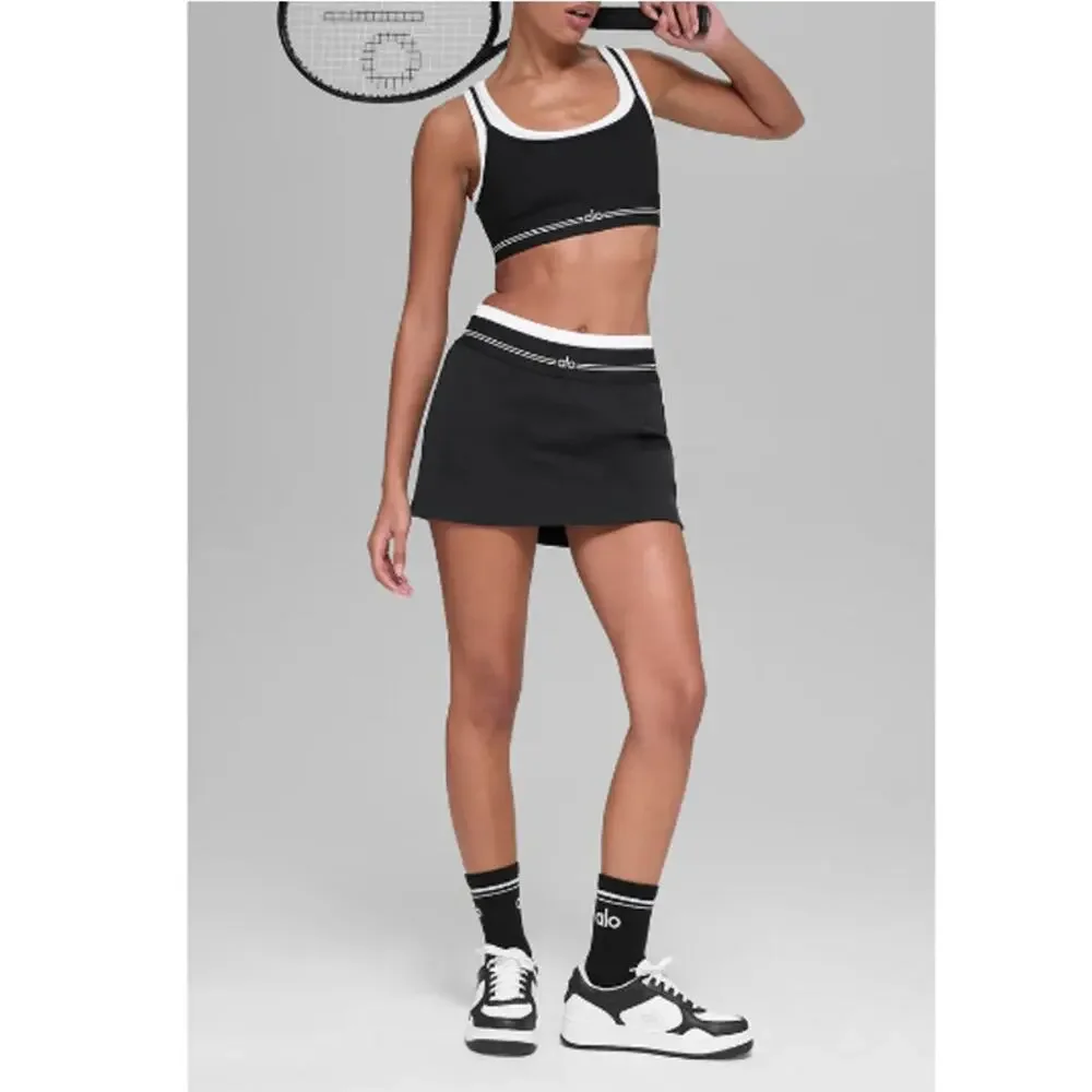 Alo Yoga Women's Black White Airbrush Better Together Tennis Skirt Size L